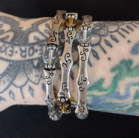 Silver Beaded Bracelet Set - Picture 1 of 8